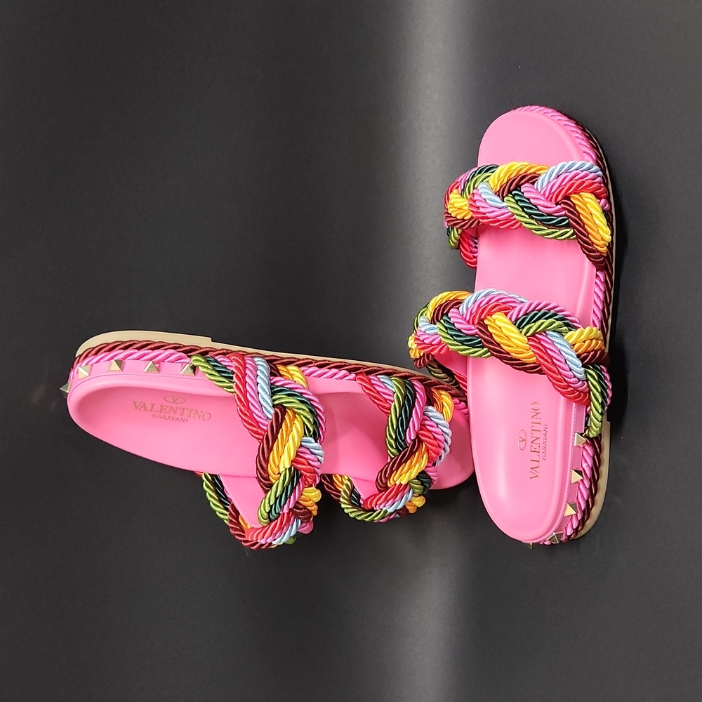 Valentino Rainbow Stud Sandal (Slide Espadrille)